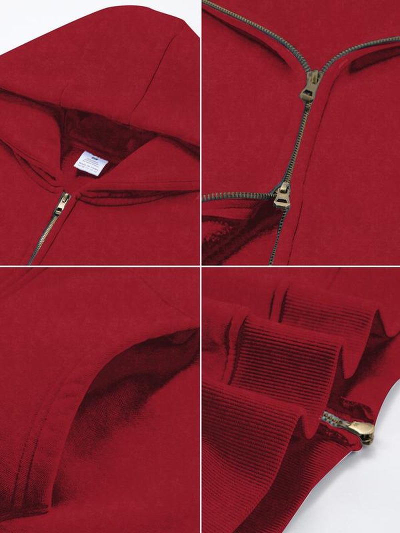 FAIABLE Unisex Oversized Sweatshirt with Double Zippers – Casual Long Sleeve Crewneck Hoodie for Women and Men – Fashion Streetwear Style Pullover Jacket – Lightweight and Comfortable Layer – Trendy Zip up Hoodie with Relaxed Fit Baggy Menswear